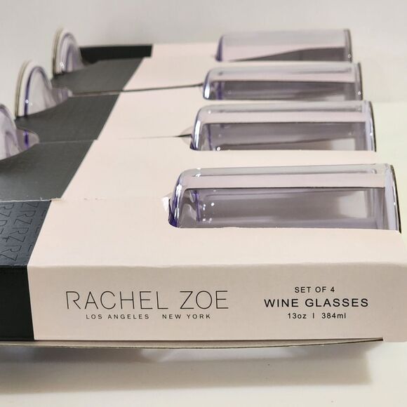 Rachel Zoe Purple Clear Wine Glass‎ 12oz Set of 4 - Picture 7 of 16